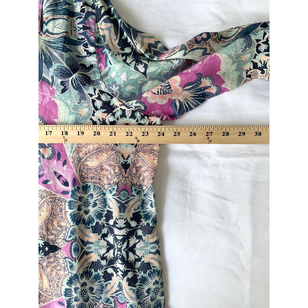 Chicos No-Iron Linen Floral Roll-Tab Shirt 3 (XL 16/18) NWOT Resort Pastel Top - Picture 15 of 16